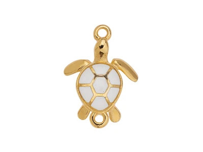 goldene Schildkröte mit weissem Panzer, Anhänger mit zwei Ös