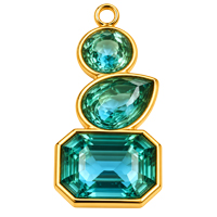 Schmuckelement mit drei Strasssteinen ~26x12mm, Edelstahl, gold