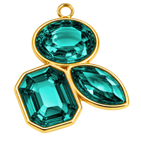 Schmuckelement mit drei Strasssteinen ~25x18mm, Edelstahl, gold