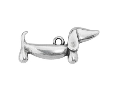 altsilberner Schmuckanhänger, Charm - Dackel Hund, Dachshund