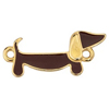 Dackel Hund Connector ~24x11mm, Zinklegierung, gold & brown