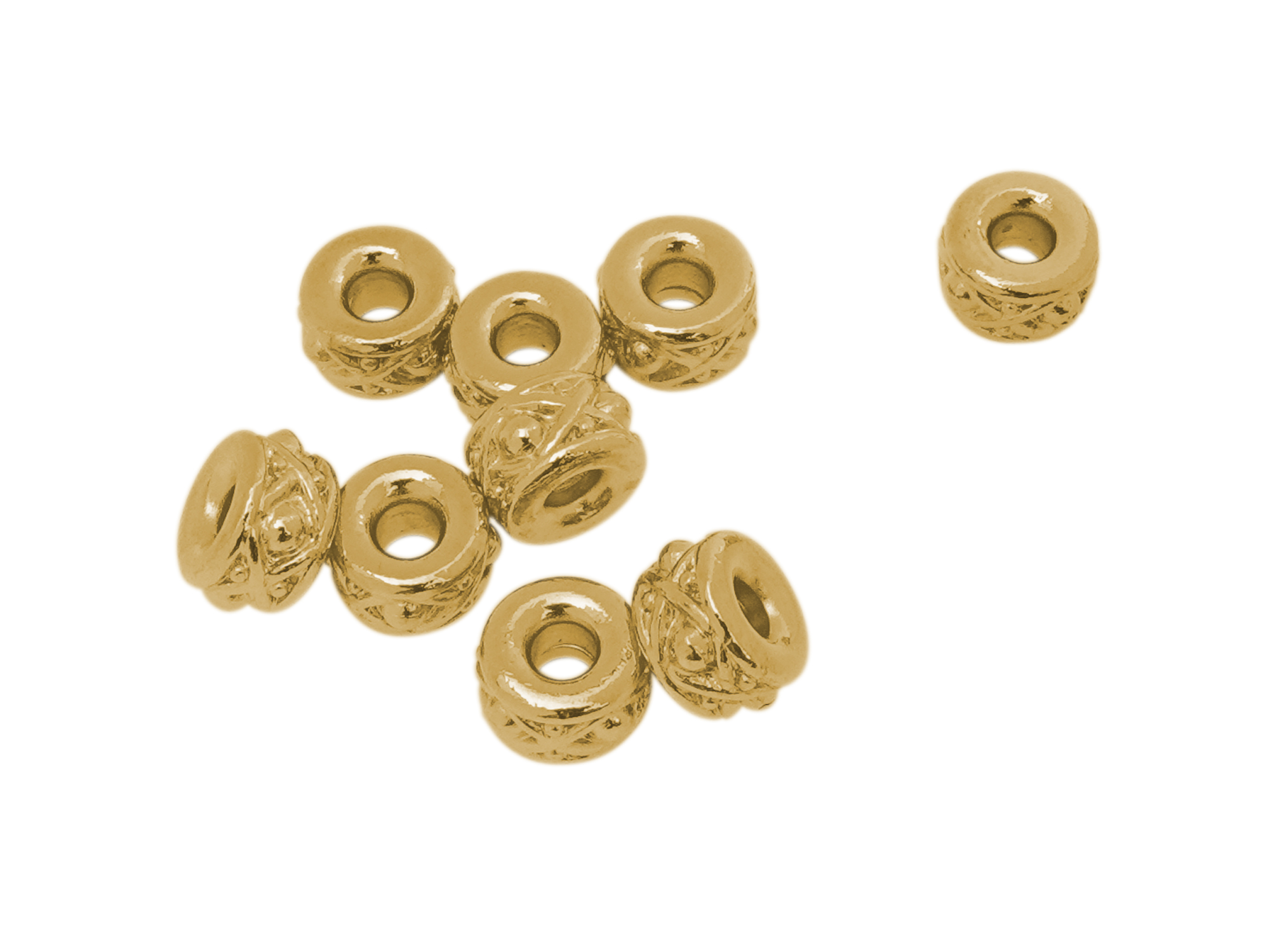 goldene Großlochperle aus Metall mit einem Loch von 2,7mm
