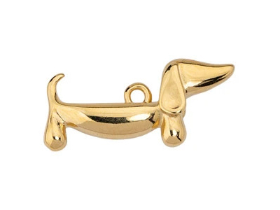 goldener Schmuckanhänger, Charm - Dackel Hund, Dachshund