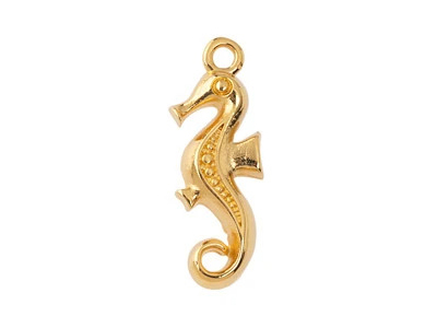 goldener Schmuckanhänger, Charm - Seepferdchen