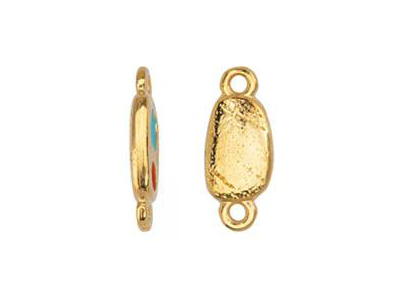 goldener Connector mit zwei Ösen zum Schmuckmachen, türkis u