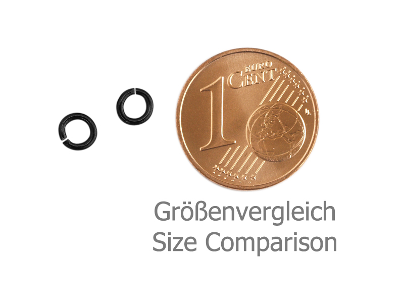 offene, schwarze 4mm Ringe Springringe Biegering aus Edelsta
