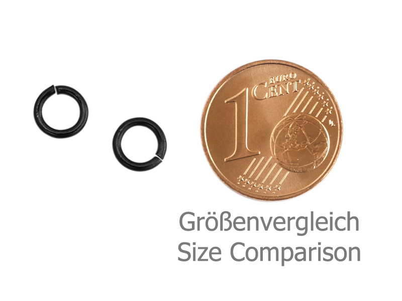 offene, schwarze 6mm Ringe Springringe Biegering aus Edelsta