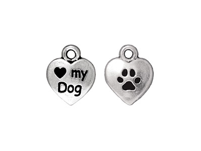 silberner Schmuckanhänger, Charm - I love my dog