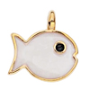 Anhänger Fisch mit Queröse ~15mm, Zinklegierung, gold & weiß