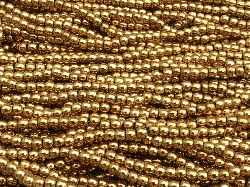 round 2.4mm hematite gemstone beads, genuine gold plated, fo