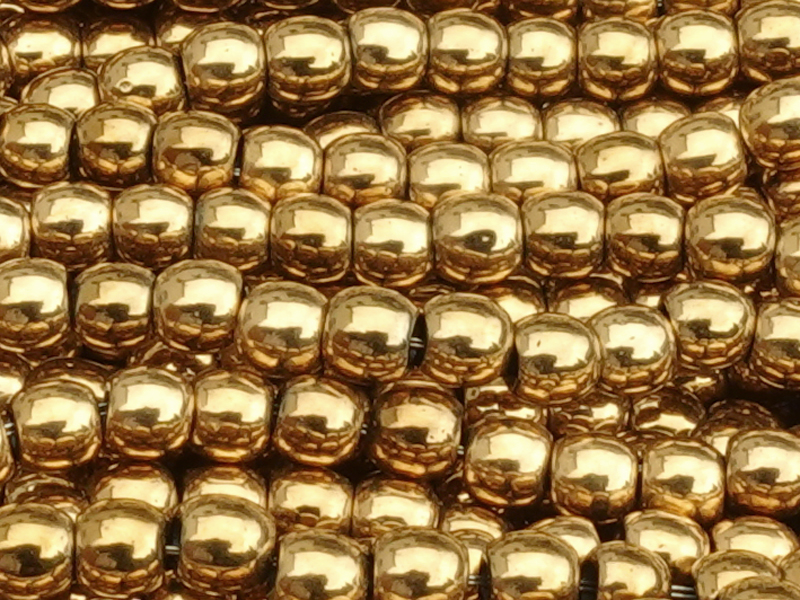 round 2.4mm hematite gemstone beads, genuine gold plated, DI