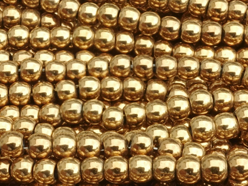 round 3.2mm hematite gemstone beads, genuine gold plated, DI
