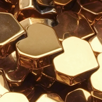 Heart-shaped hematite gemstone beads 6mm, genuine gold plate