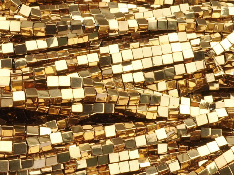 würfelförmige Hämatit (Blutstein) Steinperlen 2mm echt vergo
