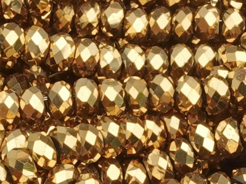 faceted 3x2mm hematite gemstone beads, genuine gold plated -