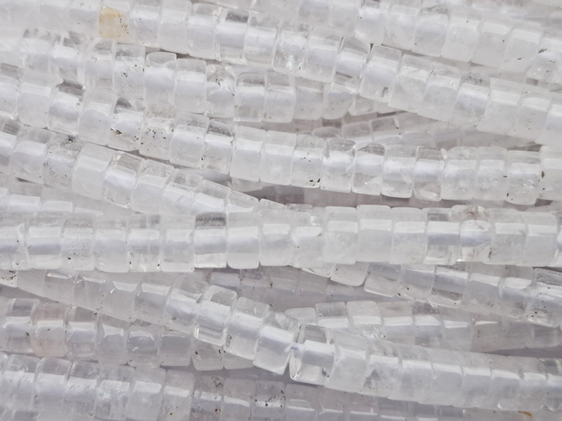 scheibenförmige Heishi Perlen 4x2mm aus echtem Bergkristall