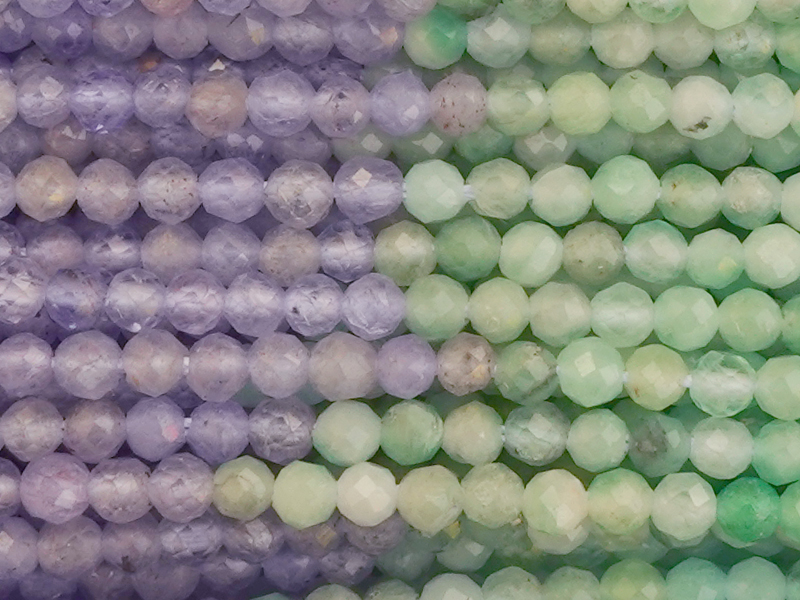 Kombination aus echtem 2mm Emerald und Tanzanit Steinperlen