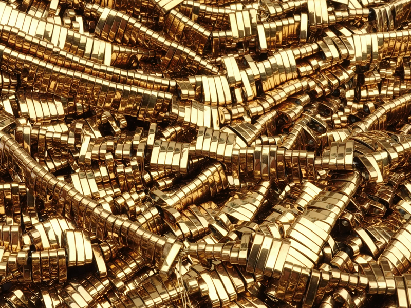 golden Quarter Tila two-hole hematite gemstone beads for jew