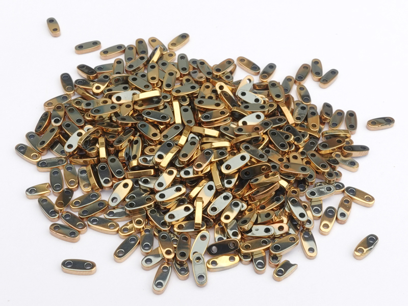 golden Quarter Tila two-hole hematite gemstone beads for DIY