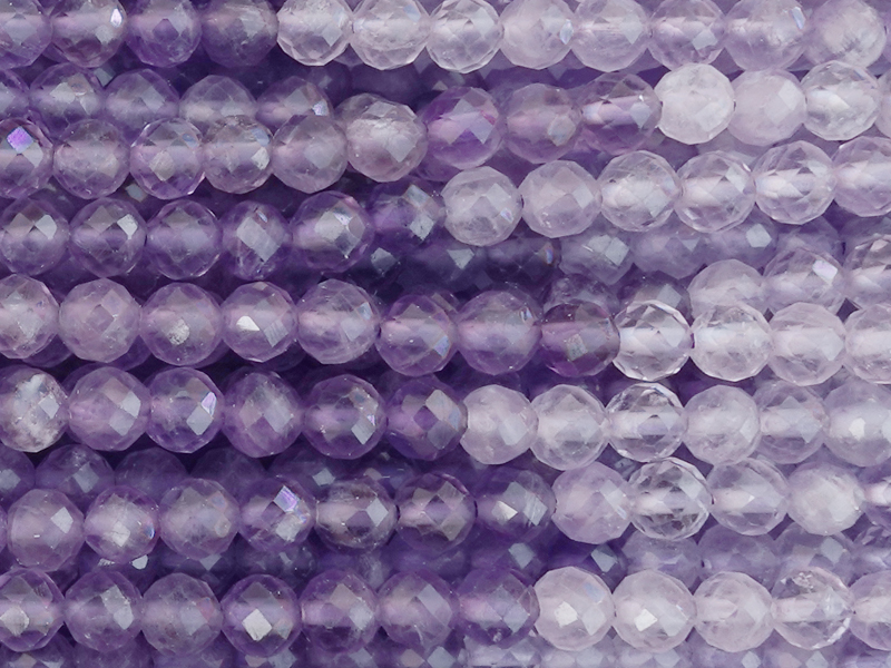 farblich geordnete, facettierte 3mm Amethyst Steinperlen - N