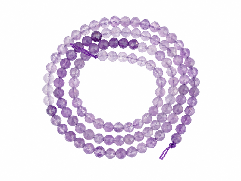 farblich geordnete, facettierte 3mm Amethyst Steinperlen zum
