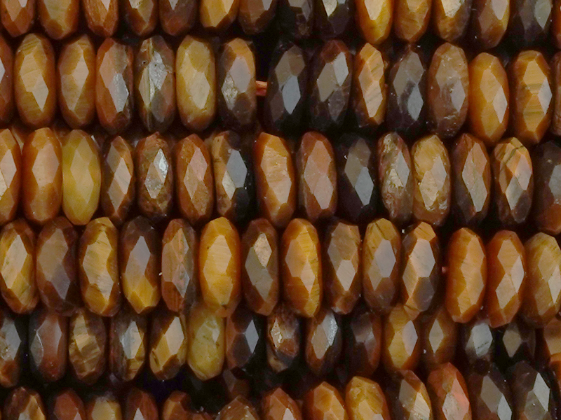 facettierte, scheibenförmige Tigerauge Steinperlen 5x2mm Nah