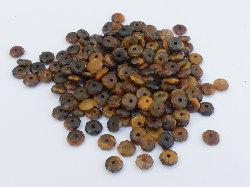 facettierte, scheibenförmige Tigerauge Steinperlen 5x2mm zum