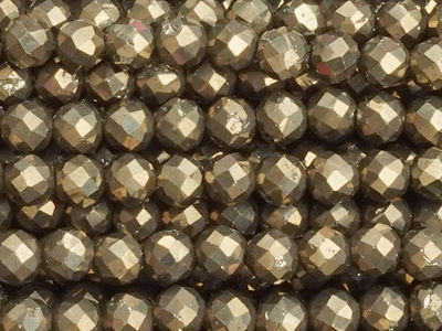 kleine facettierte Pyrit Steinperlen 3mm - Nahaufnahme