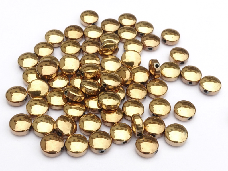 golden, lentil-shaped hematite gemstone beads for DIY jewelr