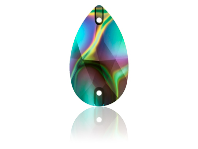 Swarovski Aufnähstein Tropfen 3230 Crystal Rainbow Dark F