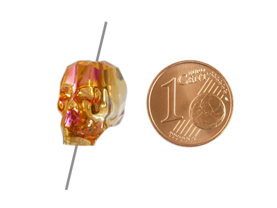 Swarovski Skull Bead 13mm Crystal Astral Pink mit Größenvergleich