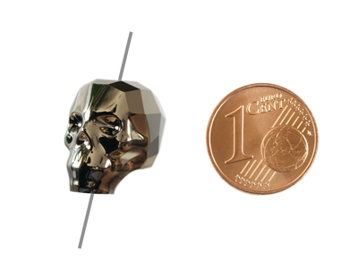 Swarovski Skull Bead 13mm Crystal Metallic Light Gold 2x mit Größenvergleich