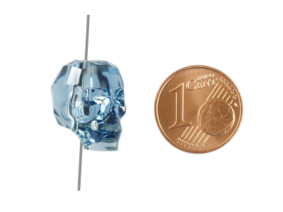 Swarovski Skull Bead 13mm Denim Blue mit Größenvergleich