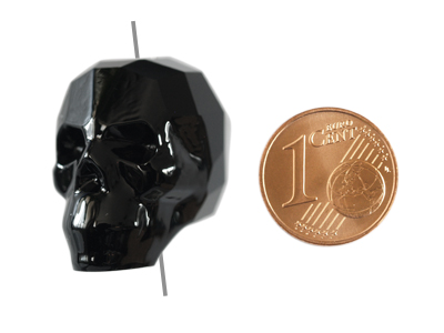 Swarovski Skull Bead 19mm Jet mit Größenvergleich
