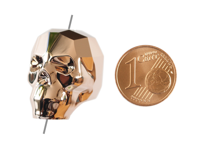 Swarovski Skull Bead 19mm Rose Gold 2x mit Größenvergleich