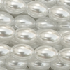 1 Strang (~200 Stk.) Glaswachsperlen Oliven ~3x4mm - Silberweiß