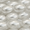 1 Strang (~64 Stk.) Glaswachsperlen Oliven ~4x6mm - Silberweiß