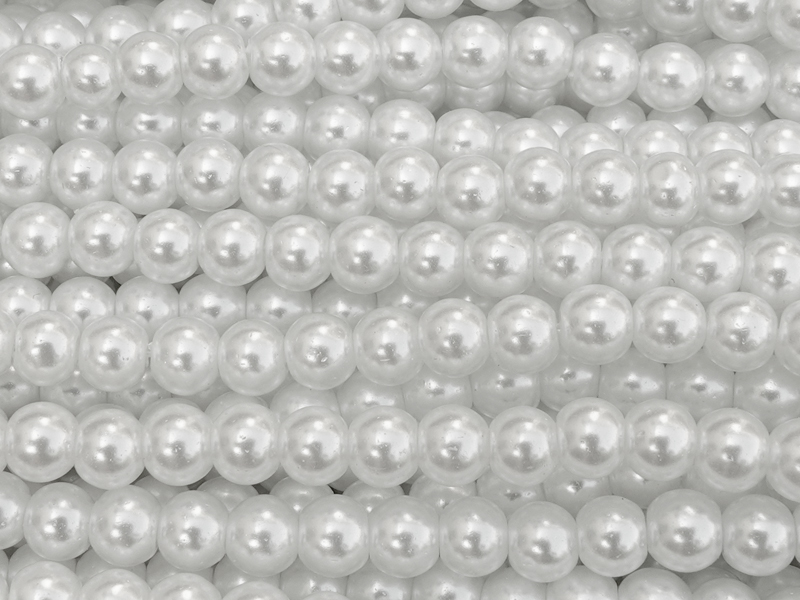 weiße, runde 4mm Glaswachsperlen, Glasperlen zum Basteln - N