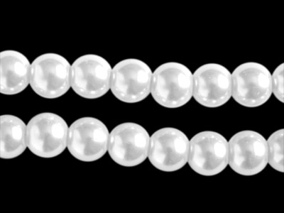 weiße runde 6mm Wachsperlen, Glaswachsperlen, Barockperlen, Bild 2