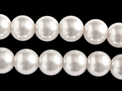 weiße runde 8mm Wachsperlen, Glaswachsperlen, Barockperlen, Bild 2