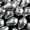 20 Gramm Wachsperlen Tropfen 9x6mm Silber