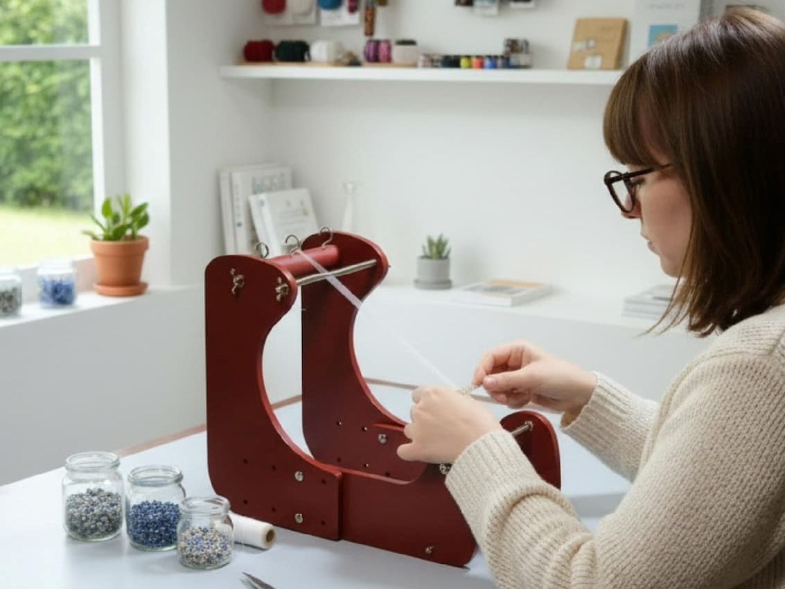 standing wooden bead loom - ComfortLoom