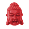 Buddha Kopf aus Kunstharz, ~15x11mm - dunkles Korallenrot
