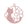 filigranes Ornament mit Katze ~12mm, Messing, Rosa matt