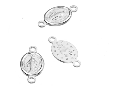 kleine Medaille / Anhänger / Charm Jungfrau Maria mit zwei Ösen, Bild 1