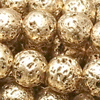 1 Strang (~38,5cm) echter gefärbter Lava Perlen rund ~6mm, Gold