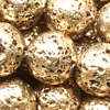 1 Strang (~38cm) echter gefärbter Lava Perlen rund ~8mm, Gold