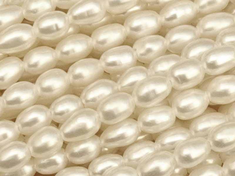 weiße olivenförmige Zuchtperlen Kulturperlen ca.3x4mm - Naha