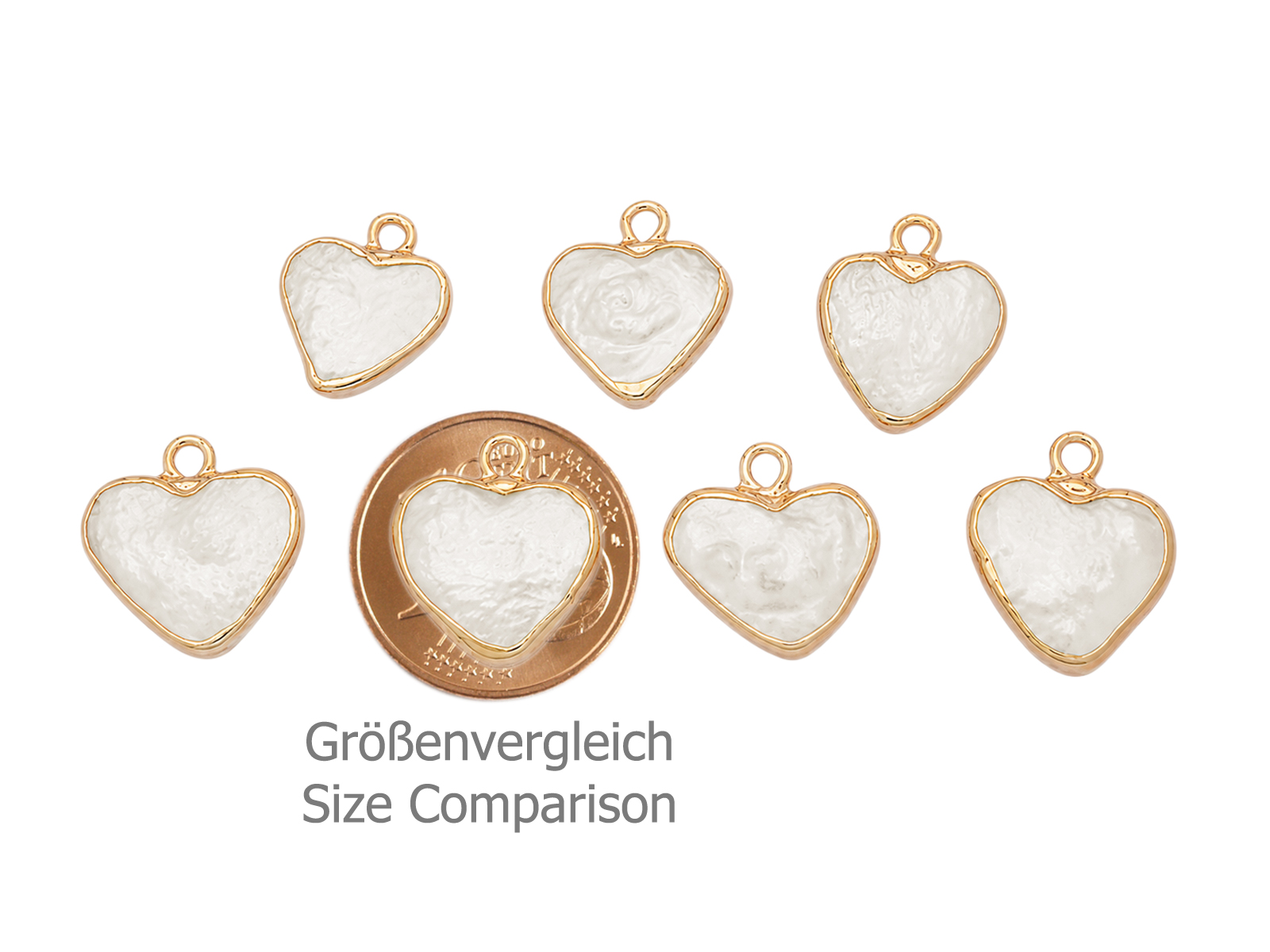 echter Perlenanhänger in Herzform mit goldener Einfassung -