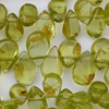1 Strang (~26cm) echte Olivin Steinperlen, längliche Blätter ~7x5mm